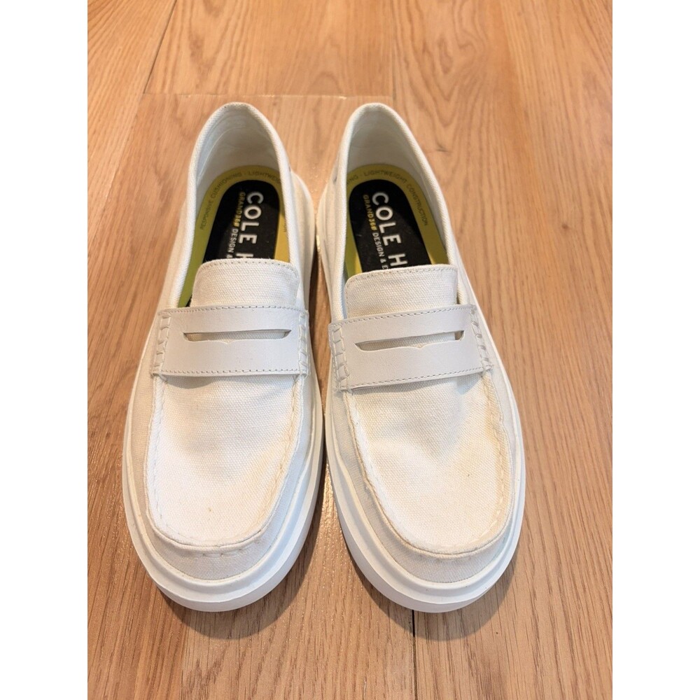 Cole Haan Women's Nantucket Canvas Slip-On Penny Loafers Cream - Size US 8.5